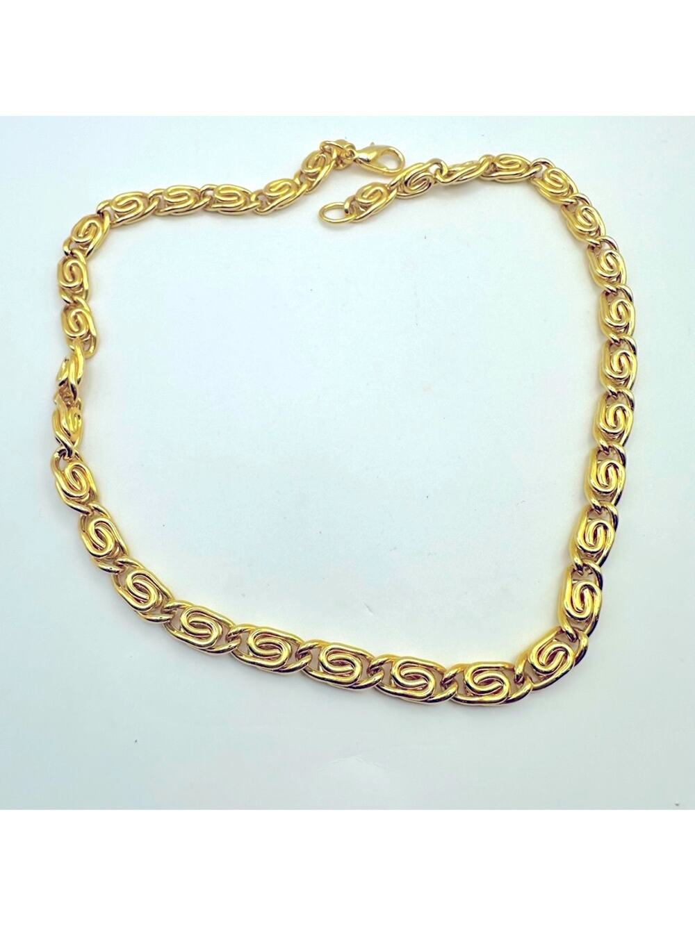 ERWIN PEARL Signed Gold Tone Chunky Snail Scroll Chain Necklace Vintage Designer